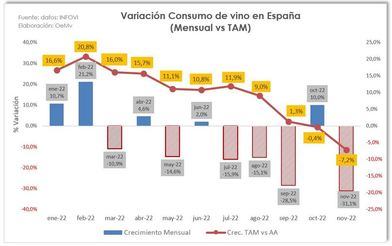 La crisis energética y la inflación frenan la recuperación del consumo de vino en España
