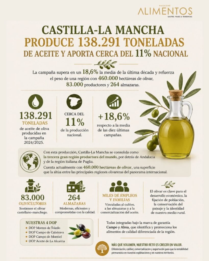 producción de aceite de oliva en Castilla-La Mancha