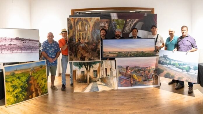 Participantes y obras del Concurso de Pintura Rápida Vinos de La Mancha en Belmonte