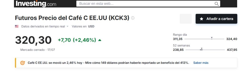 precios del cafe